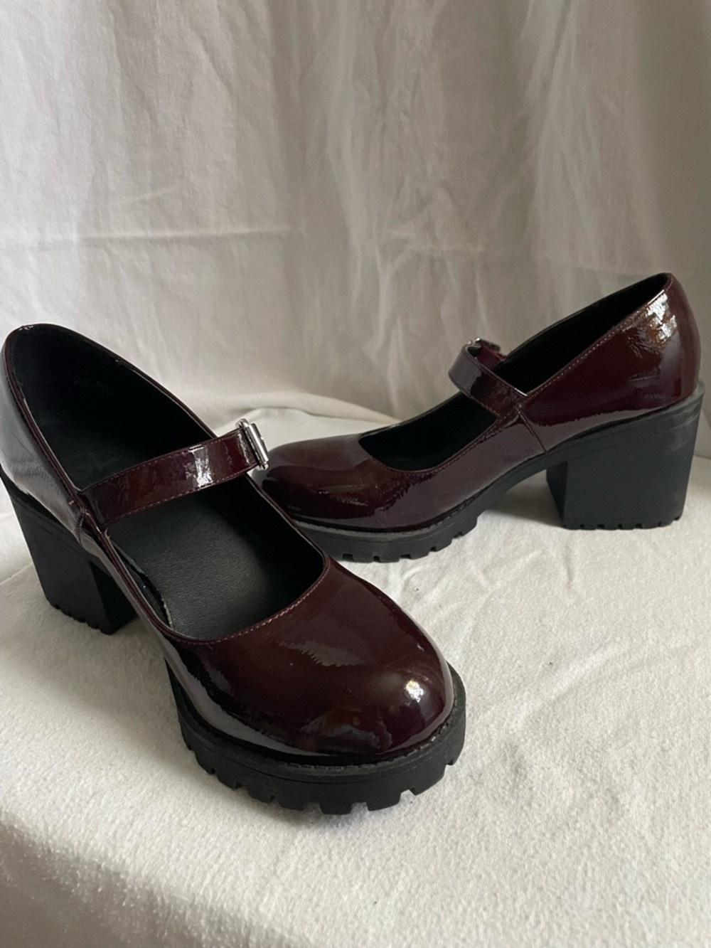 Dirty Laundry Burgundy Patent Mary Jane Block Heels